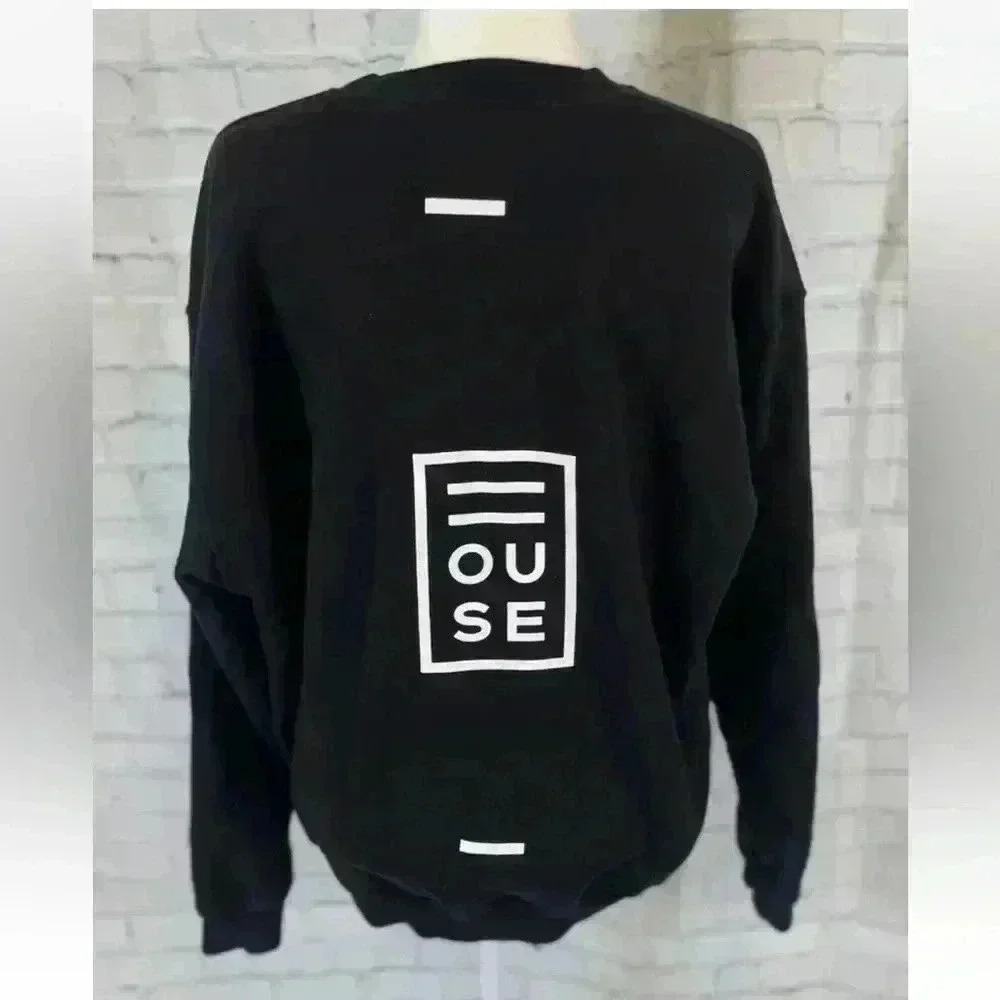 HOUSE iD Pullover Black Crewneck Sweatshirt Adult Size S oversized relaxed urban
